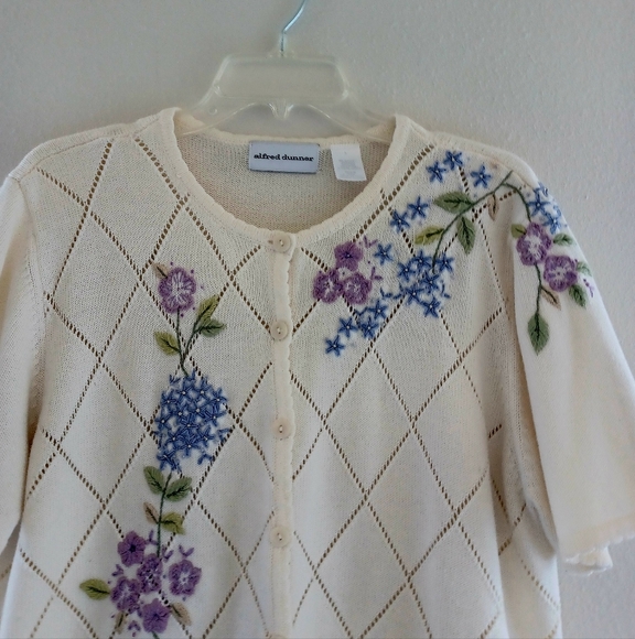 ALFRED DUNNER Embroidered Knit Cardigan, size L - Picture 5 of 15